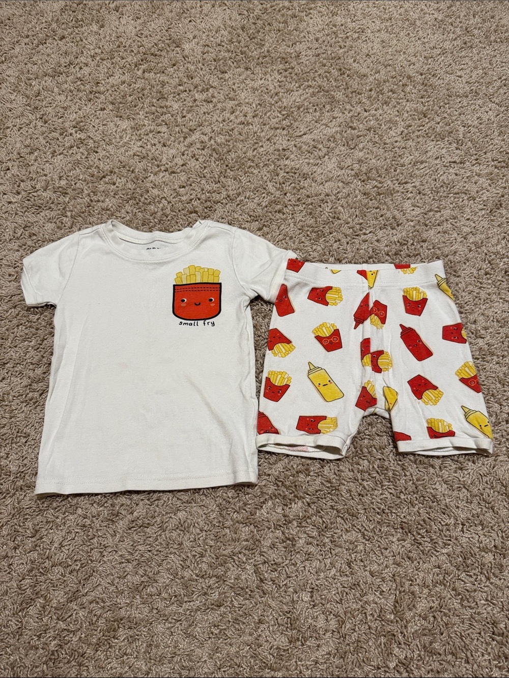 Old Navy White Kids Pajama Set and with Red & Yellow Fry Graphics